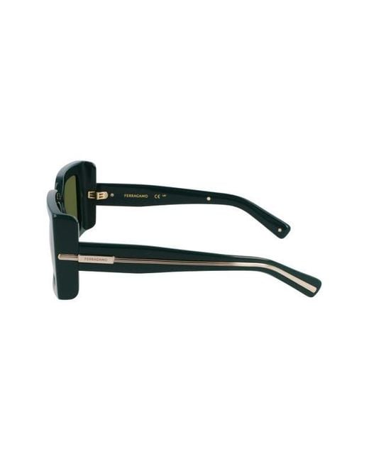 Ferragamo Green Prisma 55Mm Modified Rectangular Sunglasses
