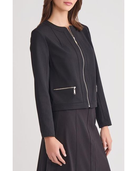 Misook Black Front Zip Ponte Jacket