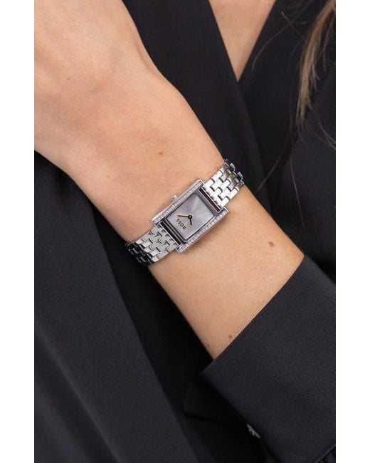 Boss White Lucy Precious Rectangular Watch, 18.5Mm