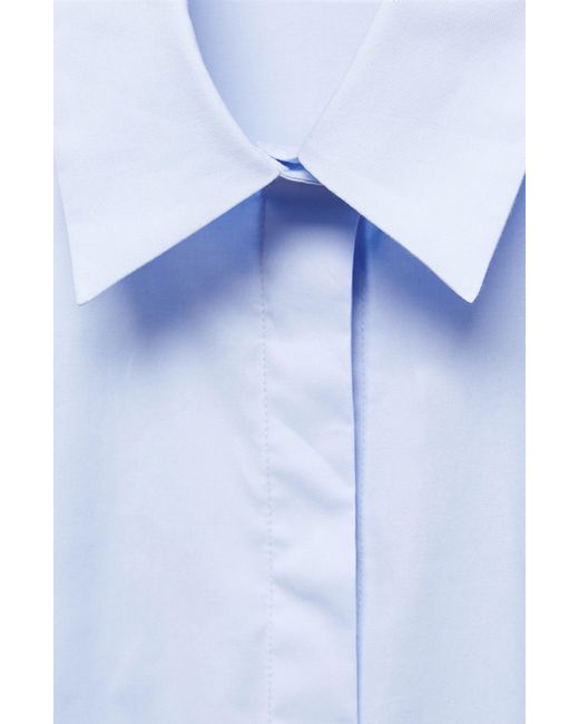 Mango White Fitted Stretch Cotton Button-up Shirt