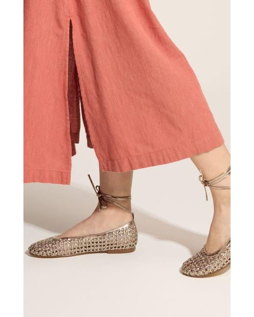 Yosi Samra Metallic Sadie Ankle Wrap Flat