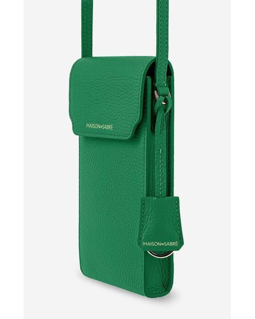 Maison De Sabre Green Leather Phone Pouch