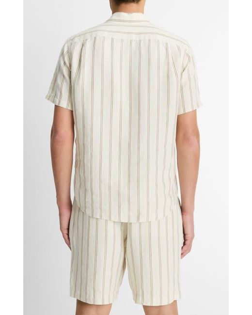 Vince Natural Stripe Classic Fit Short Sleeve Button-Up Shirt for men