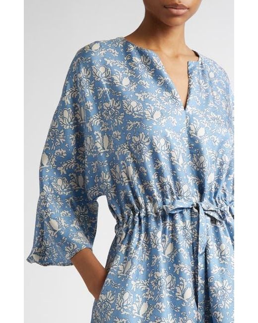 ワンピースその他 S Max Mara Light blue midi silk dress with floral print S Max Mara Light blue midi silk dress with floral print