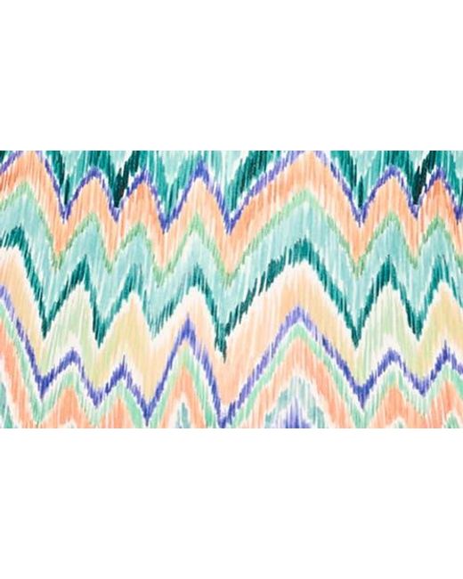 MILLY Blue Tropical Chevron Print One-Piece Swimsuit