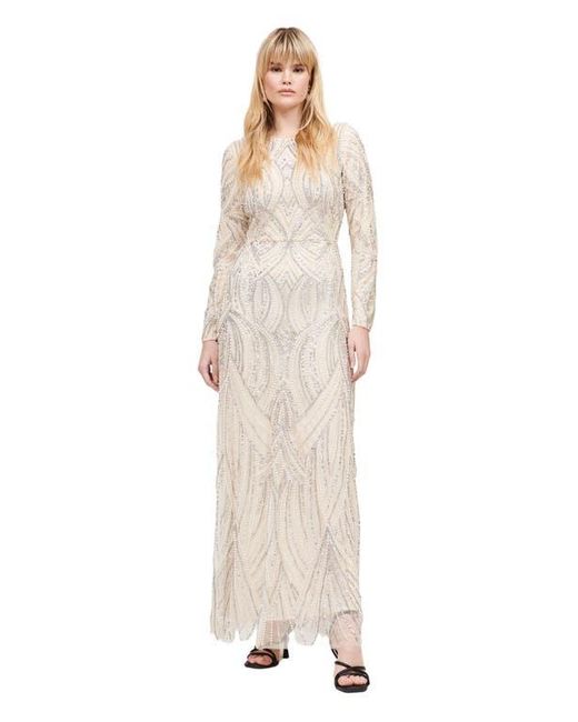cream beaded maxi dress Eva Hand Beaded Pearl & Lace Maxi Dress - White main image 0