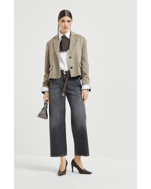 Brunello Cucinelli Natural Hand-Crafted Cropped Blazer