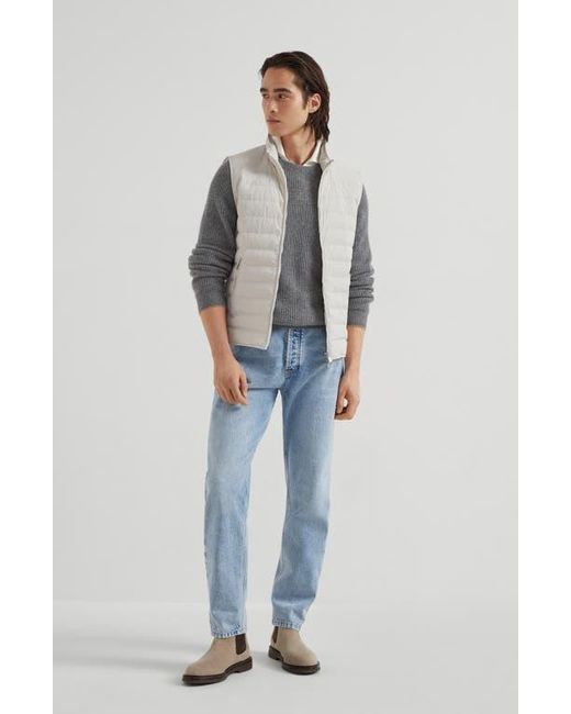 Brunello Cucinelli White Lightweight Down Vest for men
