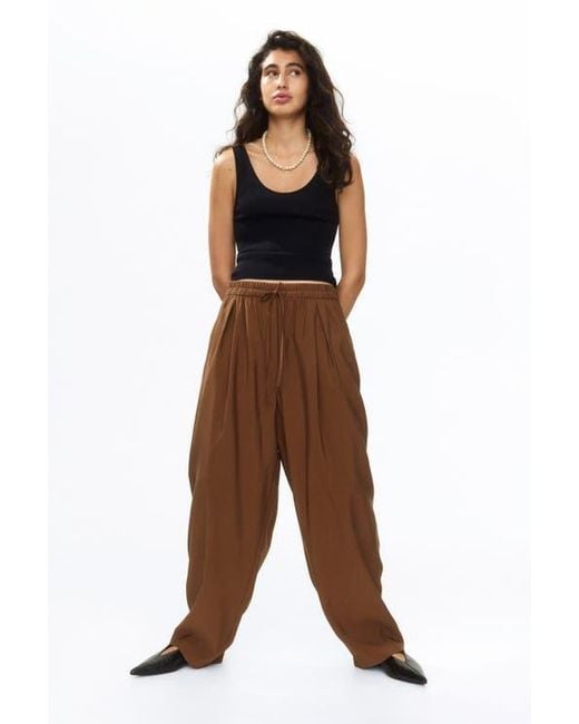 H&M Brown Barrel Drawstring Trousers