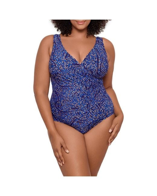 Miraclesuit Blue Spotlight Oceanus Abstract Print One-Piece Swimsuit