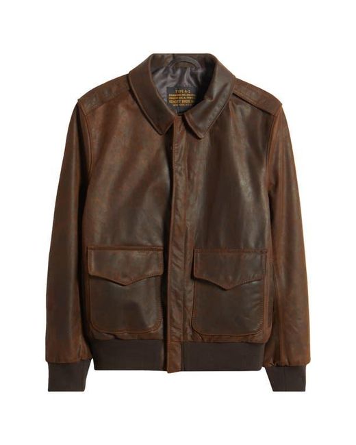Schott Nyc Brown Lightweight Leather Flight Jacket for men