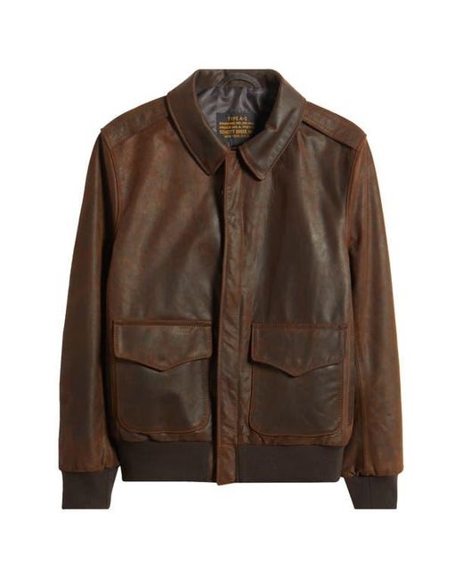Schott Nyc Brown Lightweight Leather Flight Jacket for men