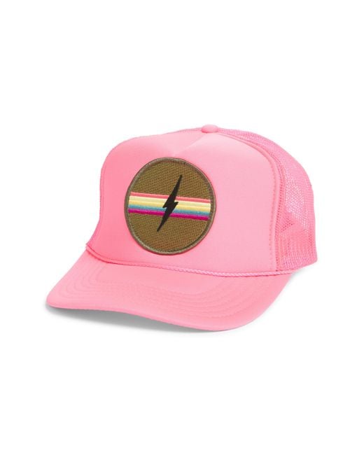 Friday Feelin Pink Lightening Bolt Patch Trucker Hat