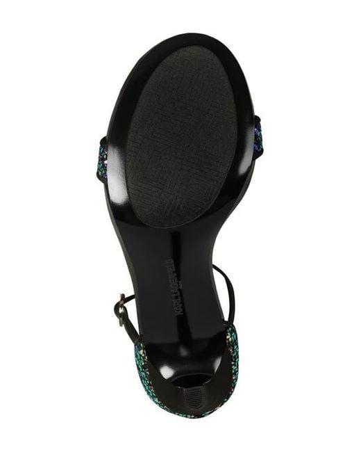 Karl Lagerfeld Black Kenz Sequin Ankle Strap Sandal