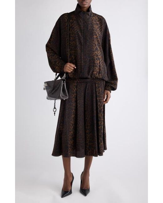 Balenciaga Black Oversize Leopard Print Tracksuit Top