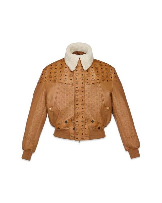 MCM White Shearling Bomber Jacket for men