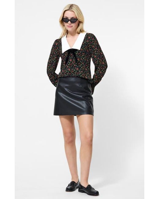 French Connection Black Dessa Faux Leather Miniskirt