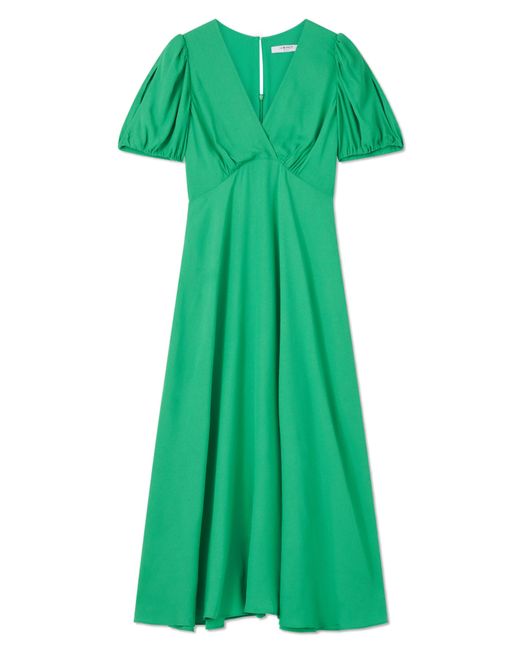 L.K.Bennett Green Hermia V-neck Midi A-line Dress