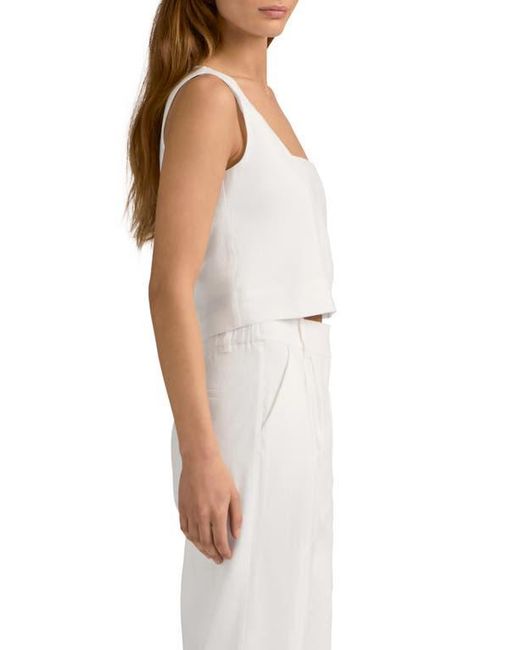 FAVORITE DAUGHTER White The Abby Linen Blend Square Neck Crop Shell