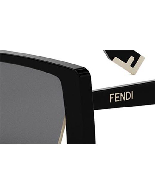 Fendi Black Way 53Mm Rectangular Sunglasses