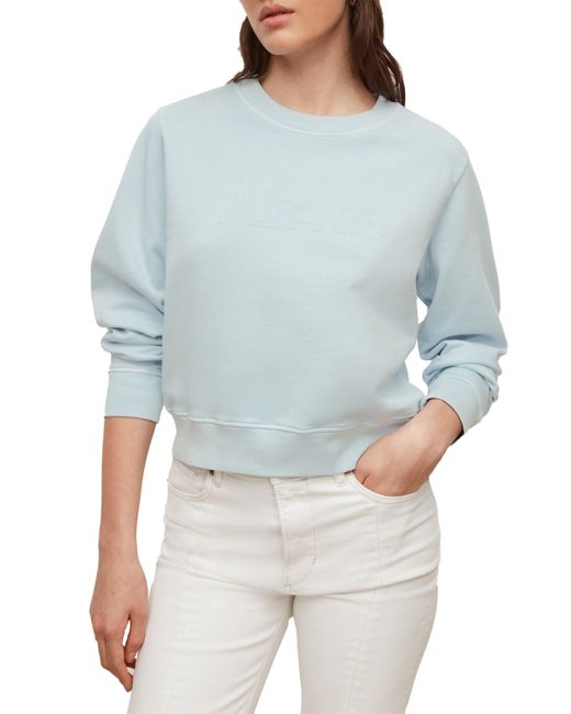 AllSaints Blue Tessa Punch Crop Sweatshirt