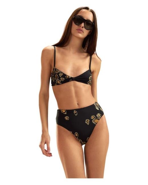 Cynthia Rowley Black Amalfi Knotted Bikini Top