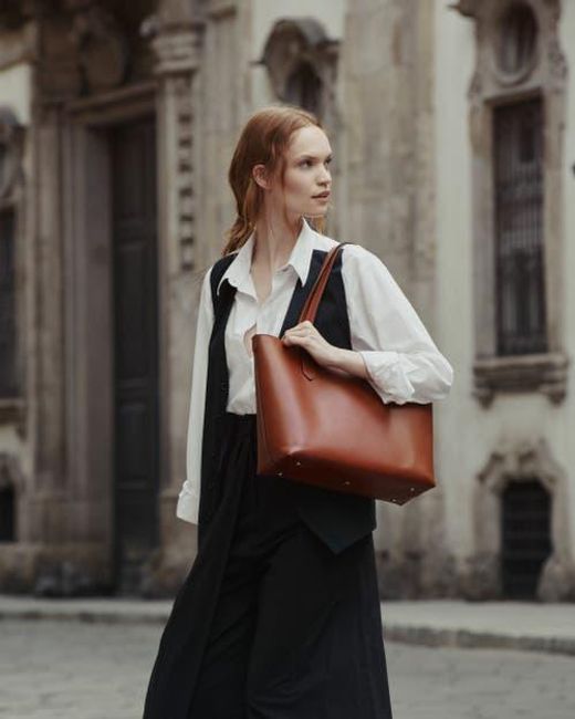 MODHER Brown Elba Structured Tote