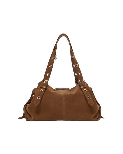 Maje Brown Suede Miss M Xl Bag