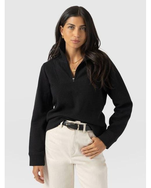 Saint + Sofia Black Halsey Quarter Zip