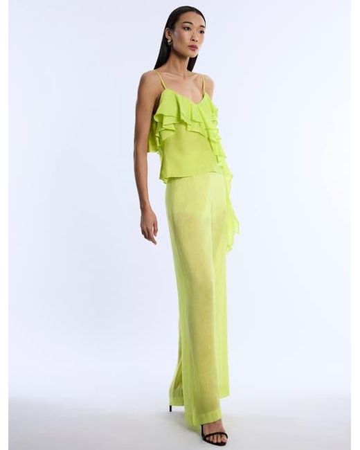 BCBGMAXAZRIA Green Flounce Cami