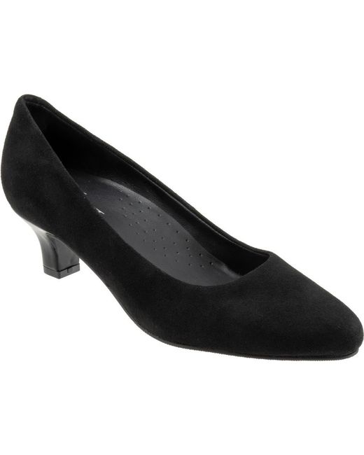 Trotters Black Kate Pointed Toe Kitten Heel Pump