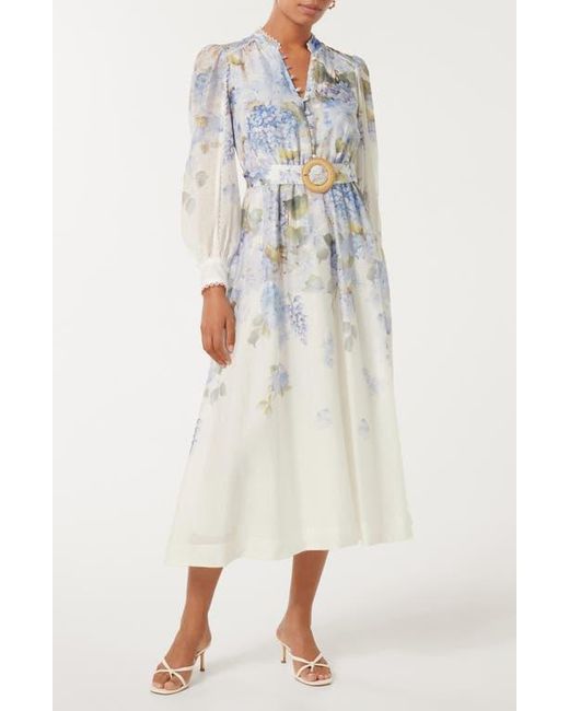 EVER NEW Peyton Belted Long Sleeve Button Front Maxi Dress in White | Lyst