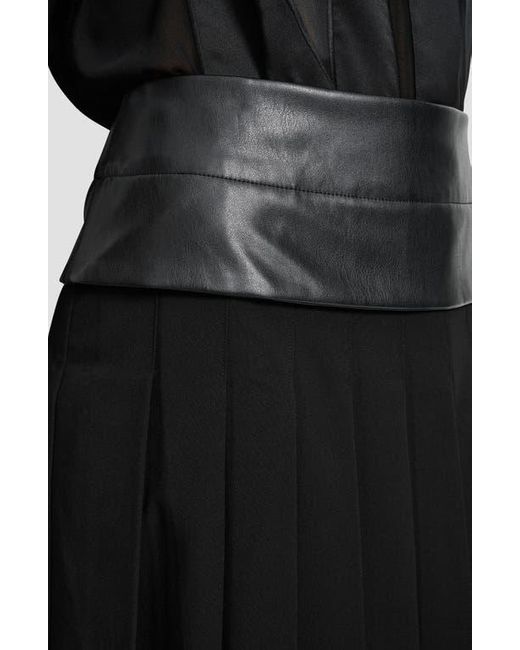 DKNY Black Pleated Mixed Media Miniskirt