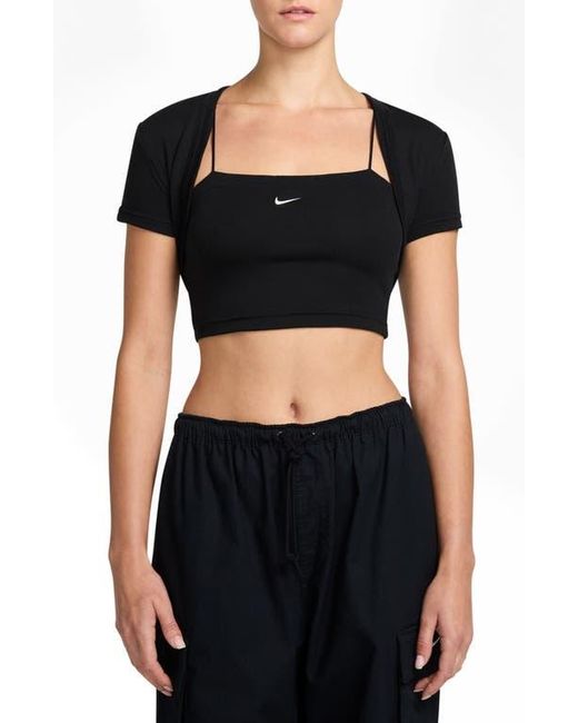 Nike Black Sportswear Chill Rib Crop Camisole & Bolero Set