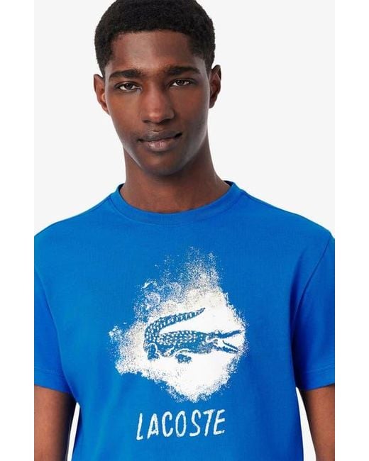 Lacoste Blue Croc Splash Performance Graphic T-Shirt for men