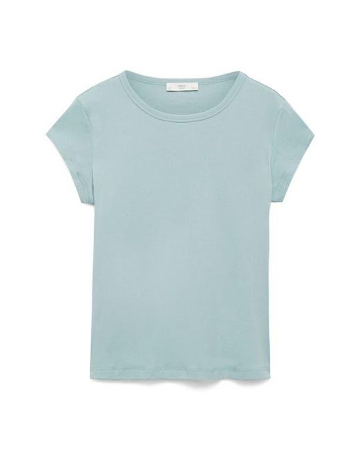 Mango Blue Crewneck Cotton T-Shirt