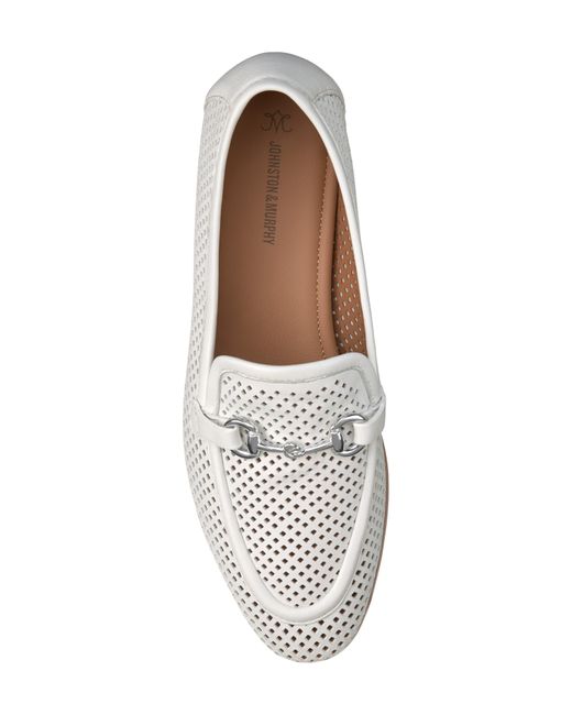 Johnston & Murphy White Ali Perforated Bit Loafer