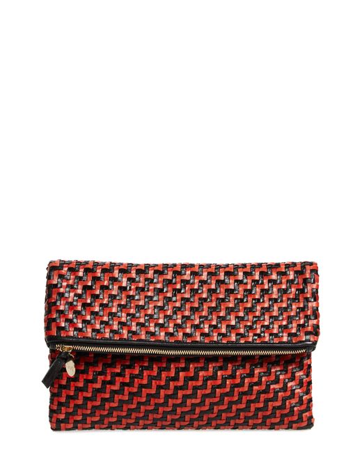 Clare V. Red Zip Leather Clutch