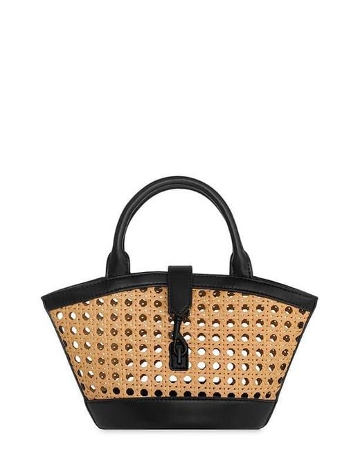 Rebecca Minkoff Metallic Micro Megan Rattan Fan Tote