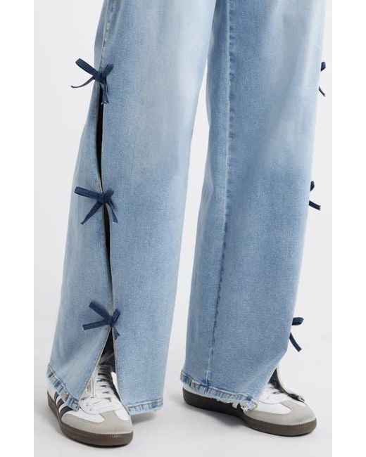 PTCL Low Rise Bow Side Slit Wide Leg Jeans in Blue | Lyst