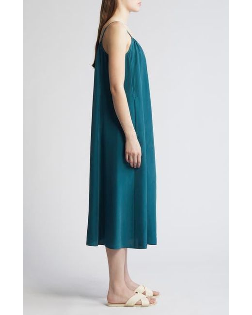 Eileen Fisher Cami Silk Maxi Dress in Blue Lyst