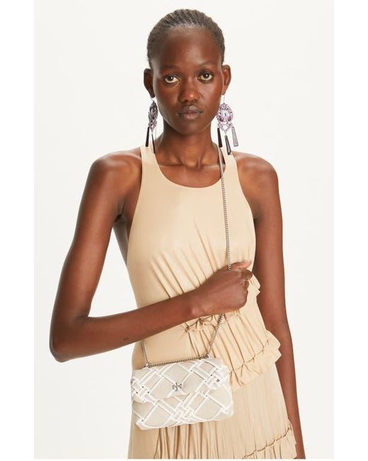 Tory Burch Natural Mini Kira Woven Canvas Convertible Crossbody Bag