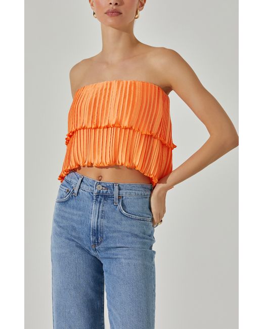 Astr Orange Pleated Tiered Convertible Camisole