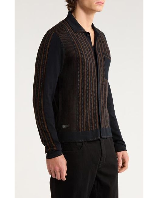 Percival Black Appendix Knit Button-Up Shirt for men