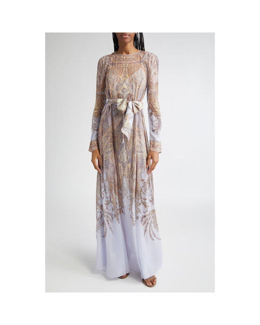 Zimmermann White Hypnotic Paisley Long Sleeve Belted Maxi Dress