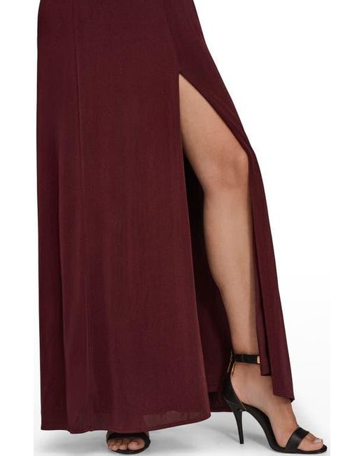 Donna Karan Purple Drape Sleeveless Side Slit Gown