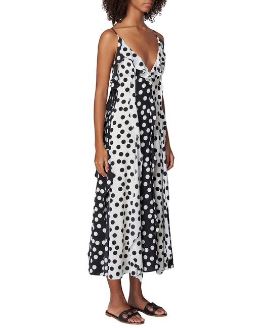 Carolina Herrera White Dot Print Sleeveless Dress