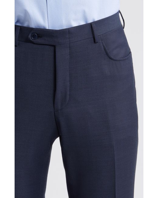 Canali Blue Milano Trim Fit Five Pocket Wool Dress Pants for men