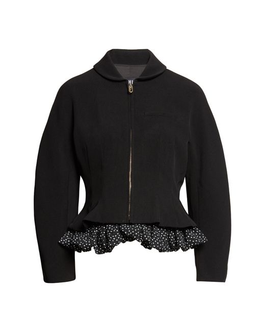 Ashlyn Black Roya Ruffle Trim Jacket