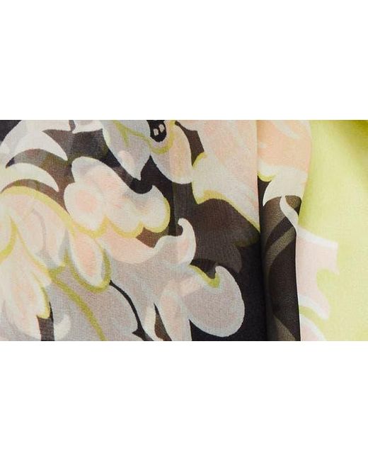 Etro Gray Floral Print Silk Scarf